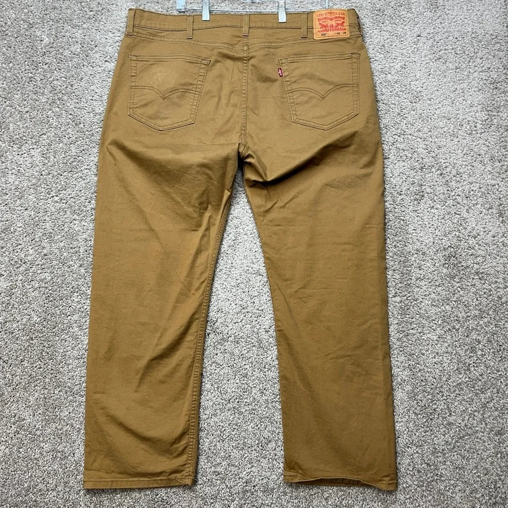 Levi 505 Regular Fit Pants Mens 42x30 Brown Straight Leg 5-Pocket Stretch Twill